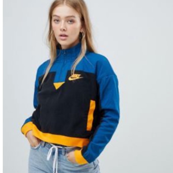 Nike Tops - Nike Blue‎ And Orange Polar Fleece Half Zip Sweatshirt Half zip Size XL